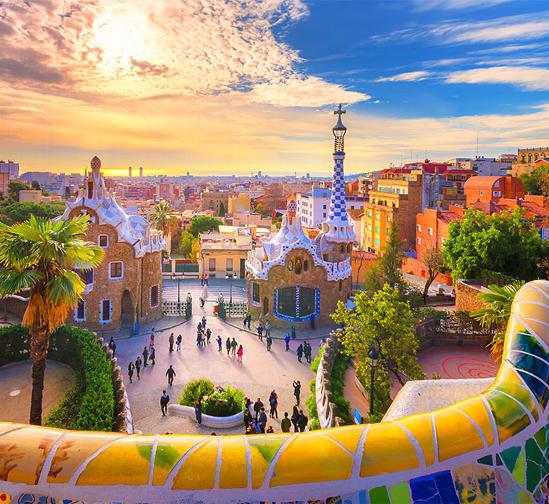 Looking over park Geull in Barcelona, spain